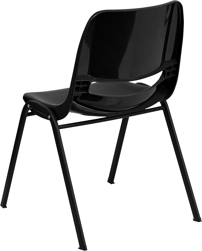 Flash Furniture HERCULES Series 440 lb. Capacity Kid's Black Ergonomic Shell Stack Chair with Black Frame and 12" Seat Height (17"D x 13.88"W x 22"H), Set of 1