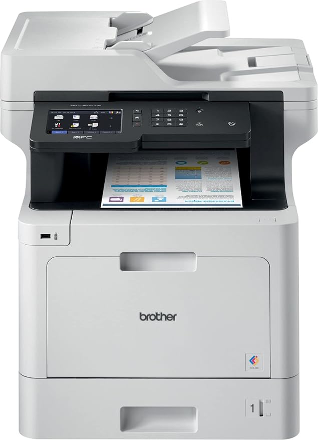 Brother Color MFC-L8900CDW Wireless All-in-One Laser Printer for Home Office - Print Copy Scan Fax - 33 ppm, 2400 x 600 dpi, 5" Touchscreen LCD, Auto Duplex Printing, 70-Sheet ADF, NFC, Ethernet