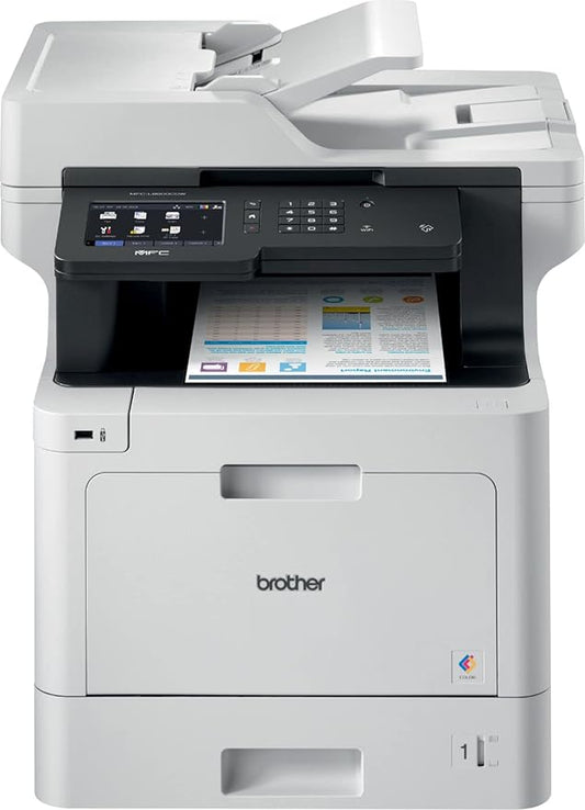 Brother Color MFC-L8900CDW Wireless All-in-One Laser Printer for Home Office - Print Copy Scan Fax - 33 ppm, 2400 x 600 dpi, 5" Touchscreen LCD, Auto Duplex Printing, 70-Sheet ADF, NFC, Ethernet