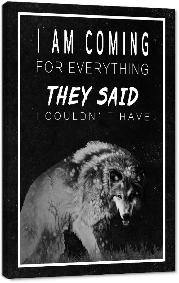 Yatsen Bridge Motivational Wall Art Inspirational Canvas Painting Wolf Pictures Modern Positive Entrepreneur Quotes Posters Prints Artwork Home Office Living Room Decor Framed Ready to Hang(28"Wx44"H)