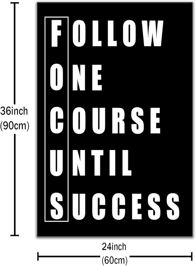 Follow One Course Until Success Motivational Wall Decor Office Poster Inspiring Wall Art Quotes Printed on Canvas for Modern Home Living Room Office Picture Painting Ready to Hang [24''W x 36''H]