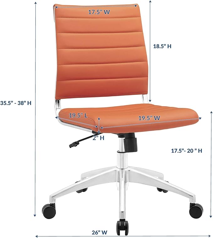 Modway EEI-1525-ORA Jive Ribbed Armless Mid Back Swivel Conference Chair In Orange