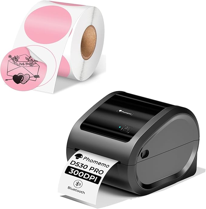 Phomemo Ethernet Thermal Label Printer 4x6, 300DPI Bluetooth Shipping Label Printer for Small Business, Home, Office, with 750 Labels