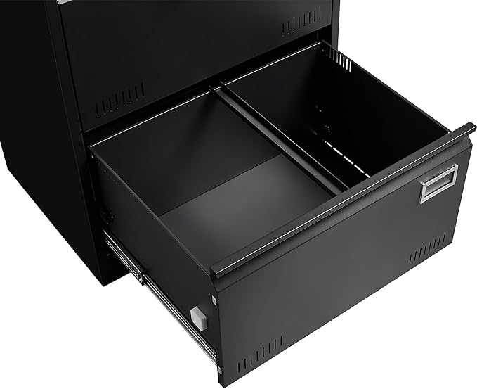 Office lateral File cabinets Filing Cabinet Cabinet with Lock, Locking Metal File Cabinets with 2 Drawers Office Cabinet for Legal Home Office Steel Lateral File Drawers (Black)