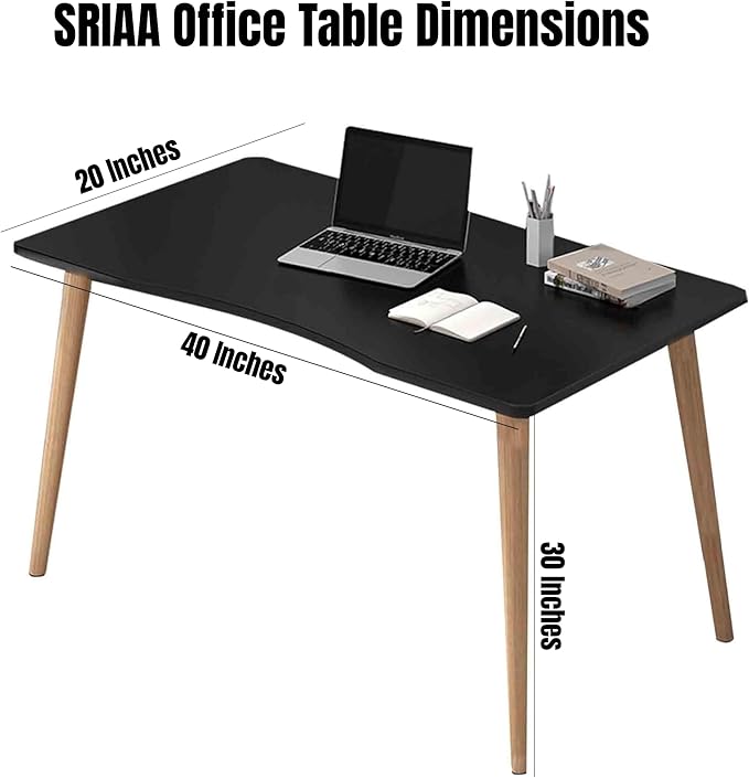 Modern Black Wooden Computer Table, 40" L x 20" W x 30" H inches – Durable and Stylish Desk for Home Office, Bedroom, or Study