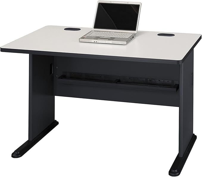 Bush Business Furniture Series A 48W Computer Desk in White Spectrum and Slate, Small Office Table for Home or Professional Workspace