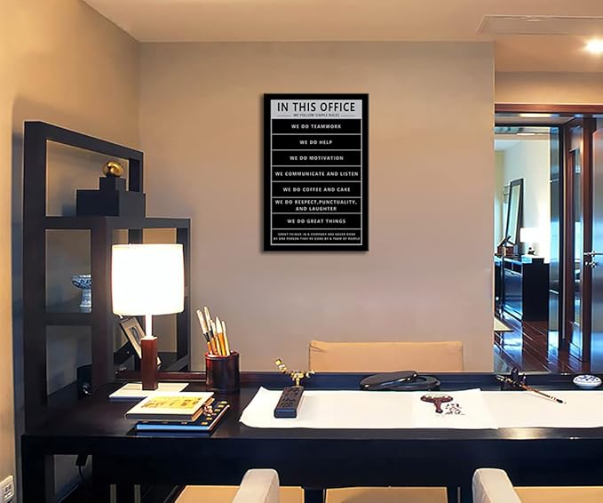 In This Office Inspirational Canvas Wall Art for Office Motivational Entrepreneur Quotes Poster Painting Print Teamwork Office Wall Decor Artwork Living Room Framed Ready to hang[24''W x 36''H]