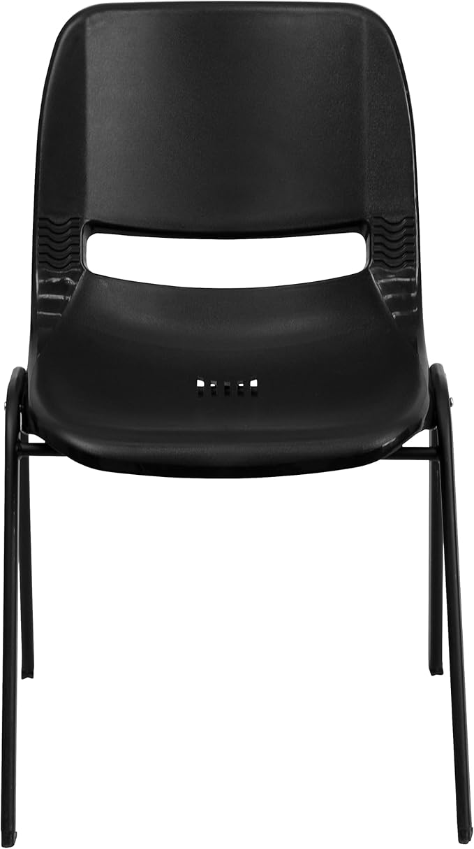 Flash Furniture HERCULES Series 440 lb. Capacity Kid's Black Ergonomic Shell Stack Chair with Black Frame and 12" Seat Height (17"D x 13.88"W x 22"H), Set of 1