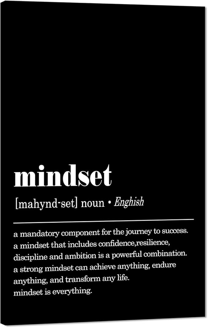 Yatsen Bridge Inspirational Office Wall Art Mindset Is Everything Canvas Print Black and White Motivational Positive Quotes Poster Entrepreneurs Home Decoration, 24" x 36"