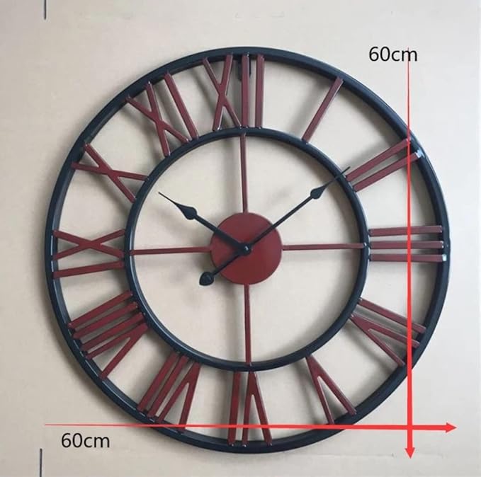 Wall Clock Wall Clock Metal Modern Wall Clocks Battery Operated Silent Clock with Roman Numerals for Office Home Wall Decor Home Decoration Clock (A 60 * 60cm)