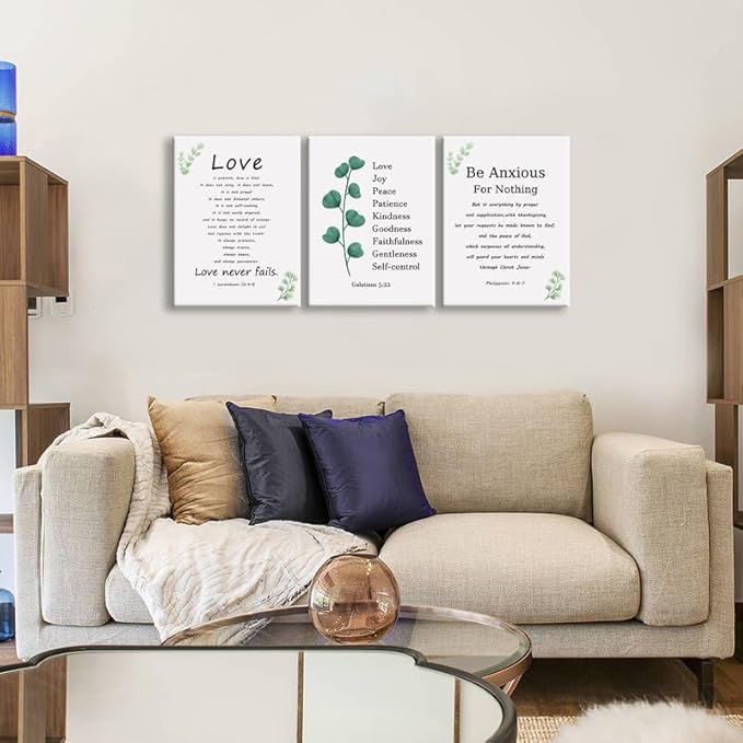 Inspirational Canvas Wall Art Be Anxious for Nothing Motivational Love is Patient Love is Kind Quote Canvas Print Positive Canvas Painting Christian Poster Office Wall Decor Framed[36''Wx 16''H]