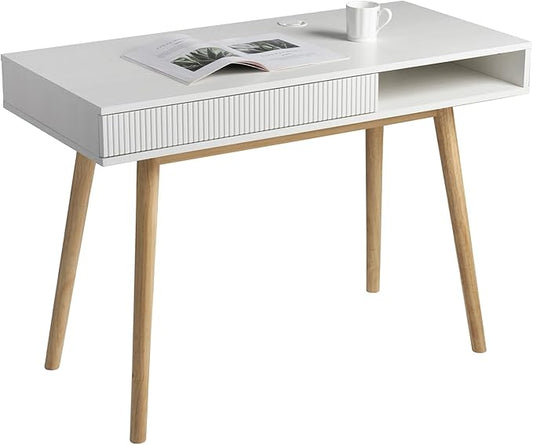 Artswish 42" Wood Modern Office Desk with Drawer, Simple Writing Desk for Home, White