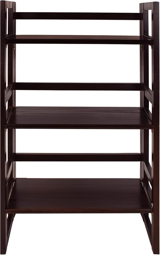 Casual Home 3-Shelf Folding Student Bookcase (20.75" Wide)-Espresso