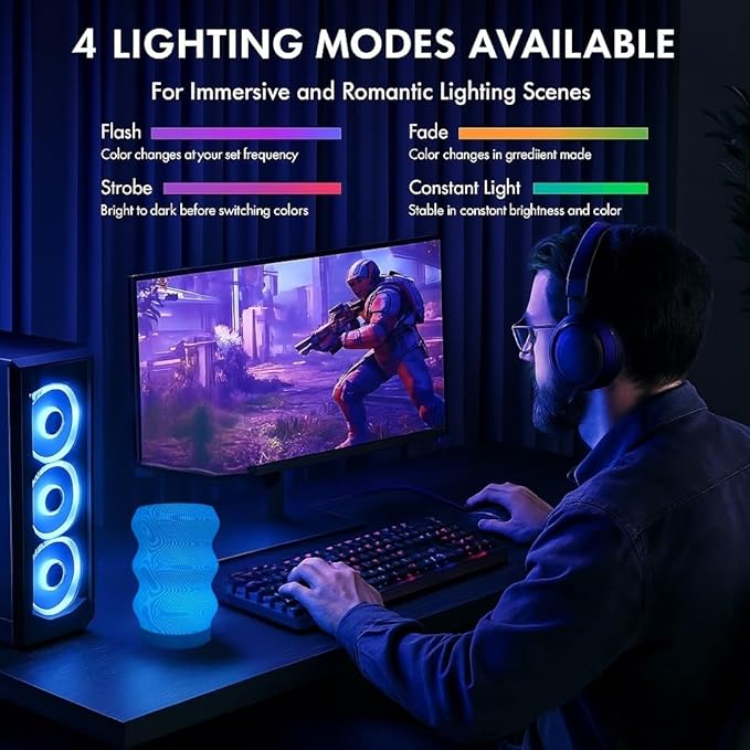 Wave Table Lamp - Modern Bedside Light for Bedroom, Desk, Nightstand, or Office - Mood Lighting Lamp - Eco-Friendly Gift Idea - Unique Home Decor - LED Night Light (Mini)