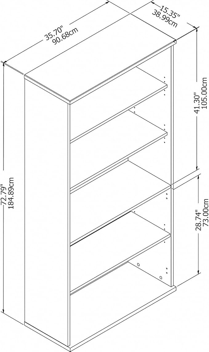 Bush Business Furniture Studio C Tall 5 Shelf Bookcase in Platinum Gray, Large Bookshelf for Home or Professional Workplace Organization