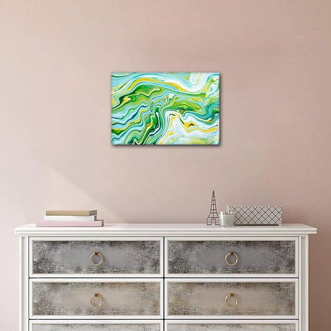 Canvas Wall Art for Lady 1 Panel Modern House Wall Decor Flows and Splashes Abstract Poster Painting Prints on Canvas for Men Living Room Wall Decor Stretched and Framed Ready to Hang 18x12 in