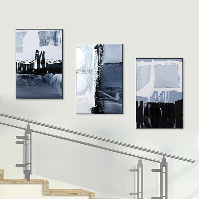 Framed Wall Art for Living Room Modern Wall Decor for Bedroom Office Decor Large Abstract Painting 3 Piece Canvas Art Wall Pictures - 24"x32", Ready to Hang