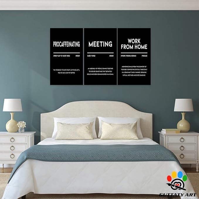 Office Wall Art - 3 Panel Motivational Wall Art, Inspirational Quotes Canvas Art for Home Office, Positive Quote Wall Decor, Entrepreneur Words Poster Frame, 20”x30”x3Pcs