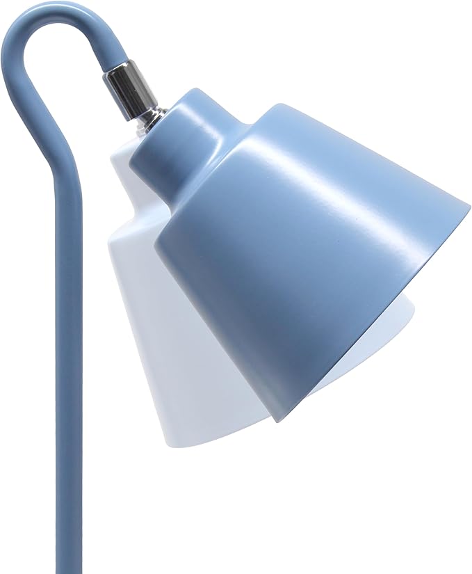 Simple Designs LD1079-BLU 16" Sleek Essentials Metal Looped Desk Task Lamp with Adjustable Shade, for Office, Desk, Nightstand, Dorm, Blue