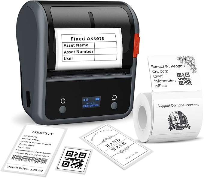 NIIMBOT Label Maker, B3S Thermal Label Printer, 3Inch Portable Label Makers with 70x40mm White and 50x50mm Round Clear Label, Barcode Label Printer for Small Business, Office, Home, Mailing