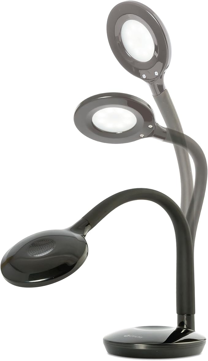 OttLite D59PNB-FFP Soft Touch Flex Led Lamp, Desk Lamp, Space Saving Design, Flexible Adjustment, Dimmable, 10.5" x 5.25" x 11", Black