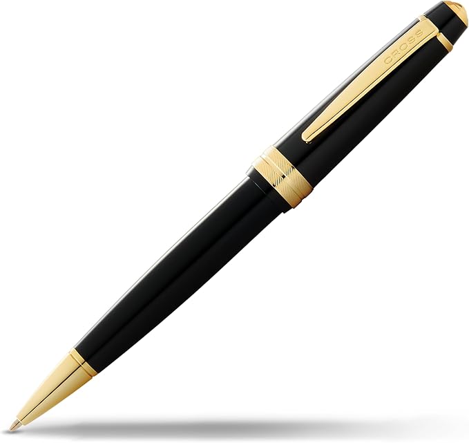 Cross Bailey Light Polished Black Resin and Gold Tone Ballpoint Pen - Professional Pen for Effortless Writing - Journaling, Note-Taking & More - Black Ink - Easy Handling - Includes Gift Box
