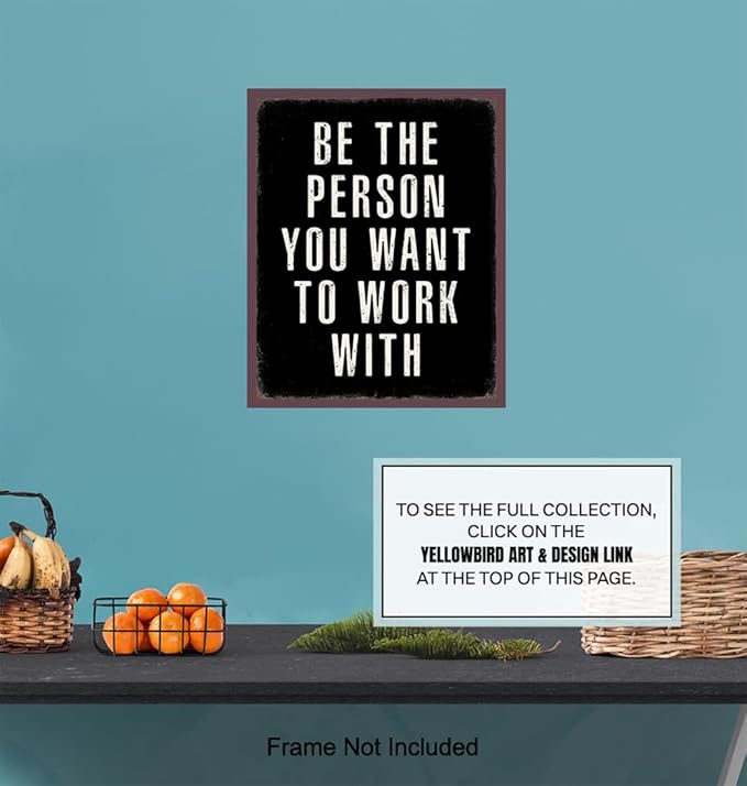 Office Inspirational Wall Art - positive Quotes Wall Decor - Motivational Wall Art - Best Office Work- Black Work Decorations - Inspiring Teamwork Picture- Mens Decor - Success Wall Art Print