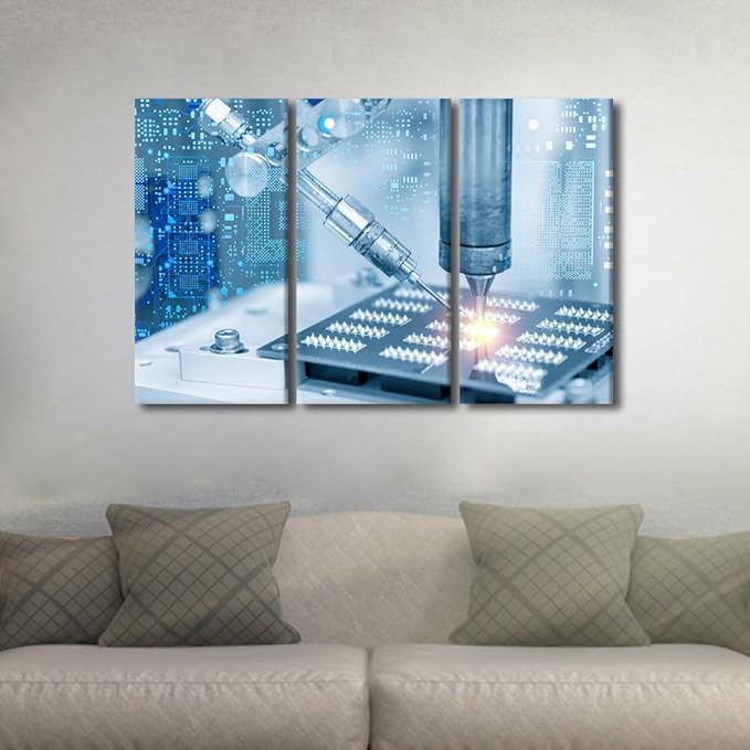 TUMOVO Wall Decor for Bedroom Machine Pictures Soldering Machine Canvas Prints Wall Art Canvas Artwork Wall Decor 3 Piece Wall Art Bathroom Decor Wall Art Canvas Frame Hanging Decor, 42x28 Inch