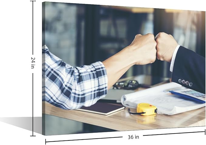 Large Wall Art Successful Teamwork Hands Gesture Concept Pictures Modern Motivational Inspirational Success Teamwork Posters Canvas Art Wall Decor for Office Framed 1 Panel (24" Wx36 H)