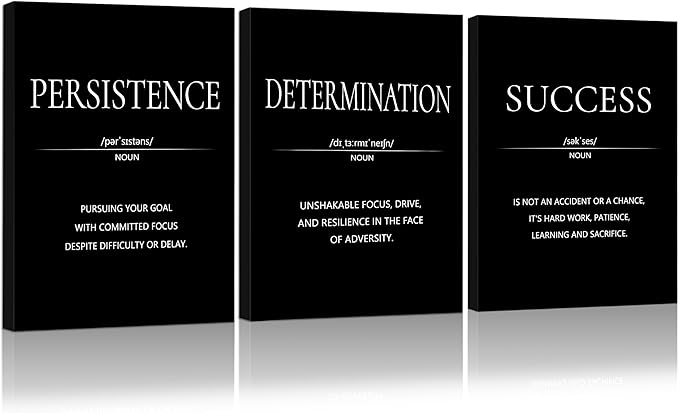 LMGOV Large Motivational Wall Art for Men, 16” x 24" Office Wall Decor for Living Room, Inspirational Paintings Wall Picture for Bedroom, Black and White Canvas Art for for Gym, Bathroom, Sports, Dorm