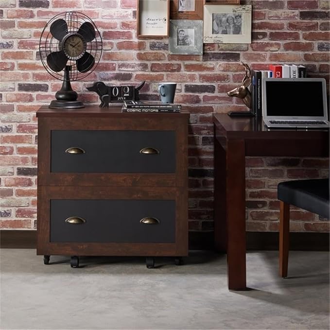 Furniture of America Waterford Wood 2-Drawer File Cabinet in Vintage Walnut