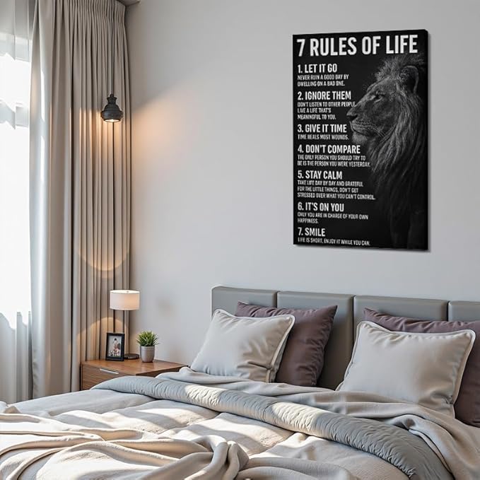 Trendy Retro Motivational Framed Canvas Wall Art Black White Quote Prints Wall Decor for Office Dorm Bedroom Living Room Gym Made in USA