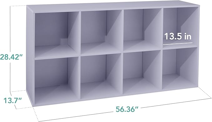 Best Choice Products Kids Bookcase 8-Cube Storage Organizer, 13.5in Shelf Opening, Bookshelf, Toy Storage, Customizable w/ 3 Removable Back Panels – Lavender