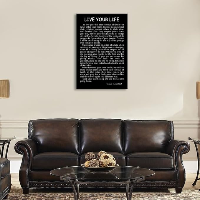Inspirational Canvas Poster Live Your Life Printed Modern Artwork Motivational Wall Art for Living Room Hallway Office Home Decor Stretched and Framed [30" W X 40" H]