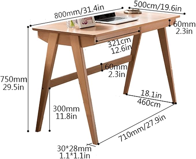 GLigeT Office Desk Modern Simple Style Wood Desk Study Writing Table Double Drawer Home Office Monitor Stand Workstation, 2 Colors Study Writing PC Desk (Color : Walnut, Size : 0.8 Meters)