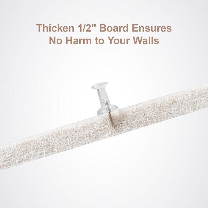 Bulletin Board, 48 x 36 inches Felt Board Decorative Pin Board, 4' x 3' Cork Board Alternative for Wall, Foldable Photo Board with 20 Pushpins - Oatmeal Stripes