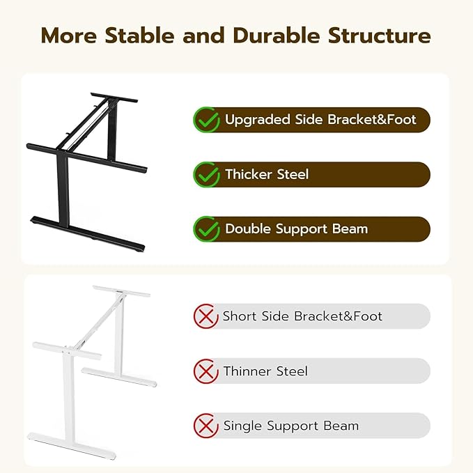 59 Inch L Shaped Standing Desk Electric Adjustable Height, Corner Standing Desk, Electric Sit Stand Table with Reversible Splice Boards for Computer Office Home (Rustic Brown)