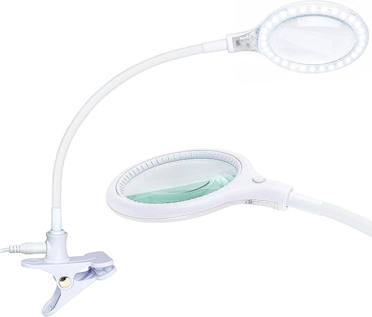 Brightech LightView Flex Magnifying Desk Lamp with Clamp, 1.75X Light Magnifier, Adjustable Magnifying Glass with Light for Crafts, Reading, Close Work