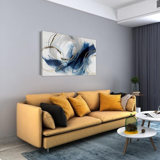 Wall Art Canvas Abstract Art Paintings Blue Fantasy Colorful Graffiti on White Background Modern Artwork Decor for Living Room Bedroom Kitchen 36x24in