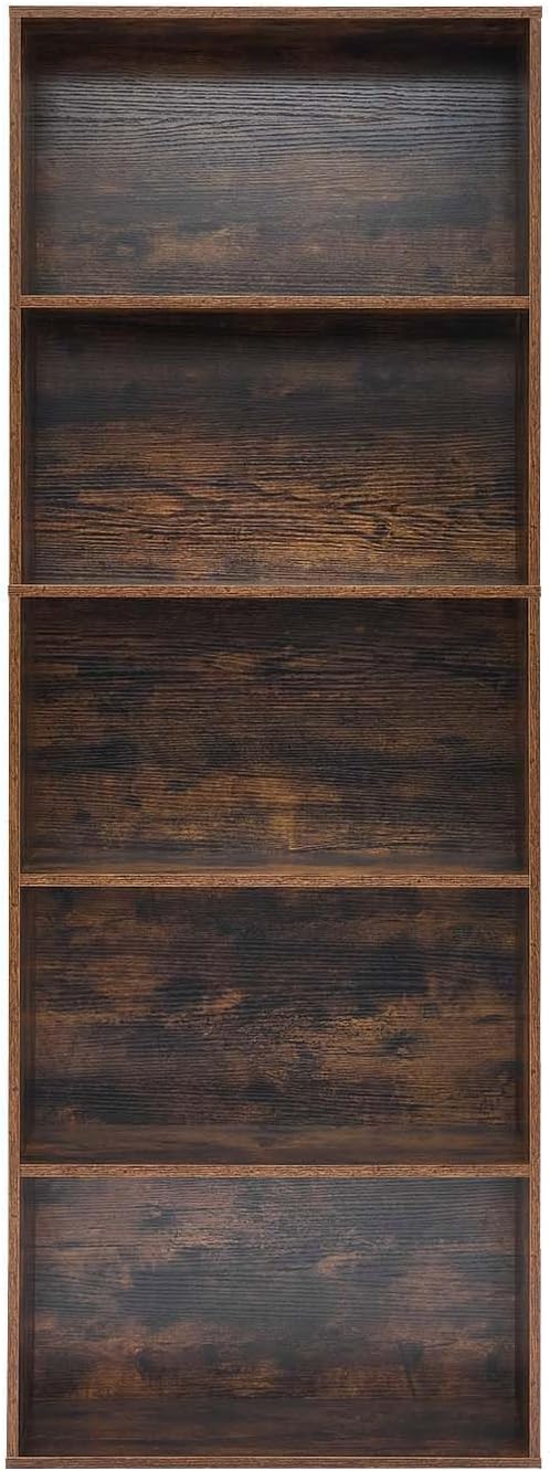 Tall Bookshelves with Cabinet, Office Storage Cabinets and Bookshelf, 5-Tier Wooden Bookcase with Storage, Floor Standing Display Cabinet Shelves for Living Room, Home Office, Brown