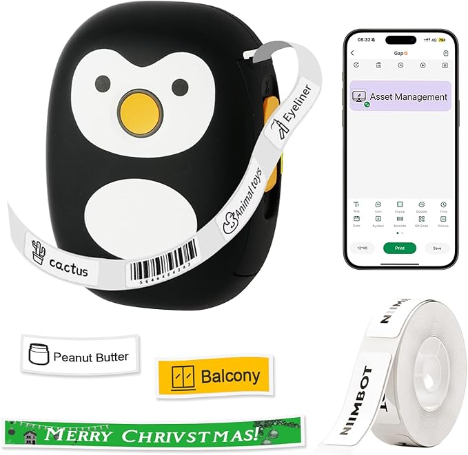 Mini Label Maker Bluetooth Machine: Wireless Small Label Makers with Tape - Portable Thermal Labeler Works with Tablet Phone - Easy to Use for Office Home Organization