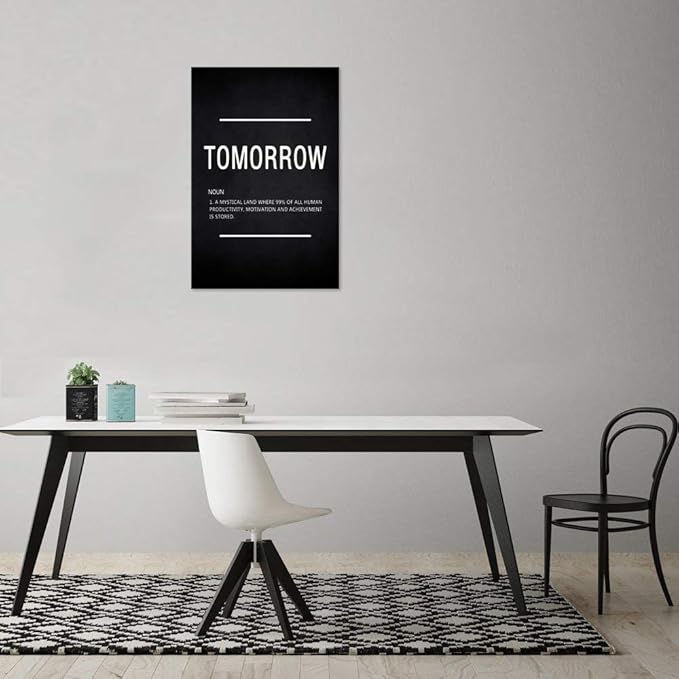 Success Motivational Wall Art Inspirational Entrepreneur Quotes Canvas Painting Modern Inspiring Tomorrow Noun Hustle Posters Prints Artwork Decor for Home Office Framed (24”Wx36”H)