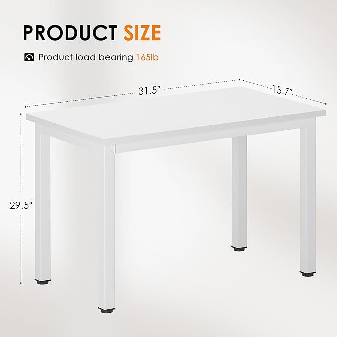 SogesHome 31.5inches Computer Desk PC Desk Office Desk Workstation for Home Office Use Writing Table, White(31.5''Lx15.75''W)