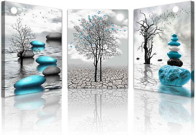 Lapremoly Wall Decor For Living Room Canvas Wall Art For Bedroom Office Decoration Black And White Wall Paintings Inspirational Abstract Blue Pictures Canvas Prints Frame Artwork Home Decor 16x24
