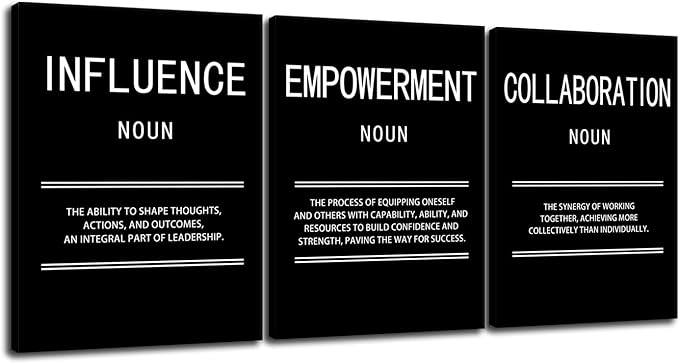Collaboration Empowerment Influence Motivational Wall Art for Office Inspirational Leadership Print Canvas Poster Painting Modern Inspiring Artwork for Home Living Room Wall Decor[36''Wx 16''H]