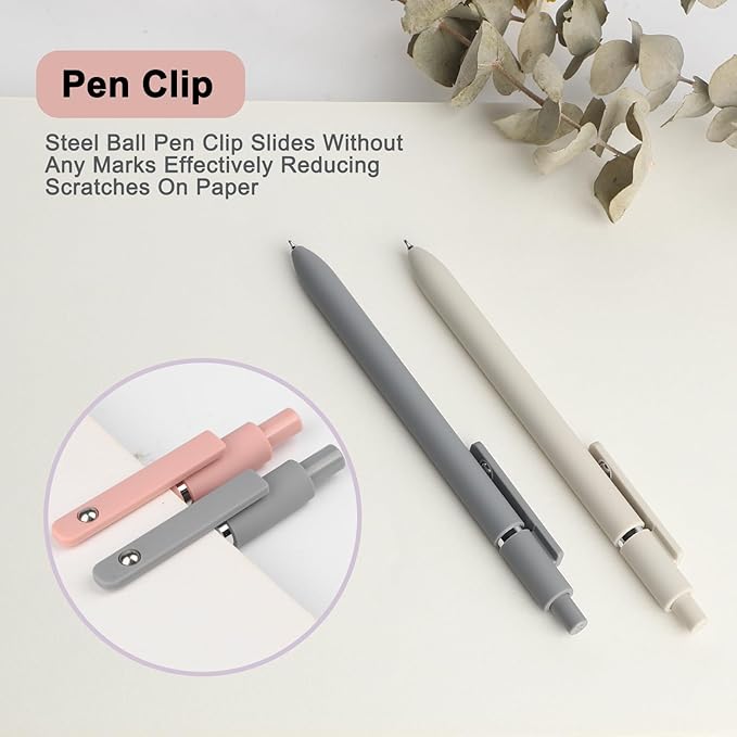 FIOVER 5pcs Gel Pens Quick Dry Ink Pens Fine Point Premium Retractable Rolling Ball Gel Pens Black Ink Smooth Writing for School Office Home (Pack of 2)