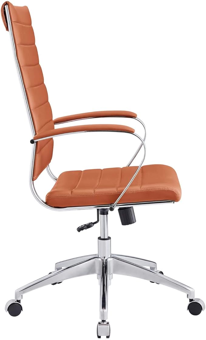 Modway Jive Ribbed High Back Tall Executive Swivel Office Chair With Arms In Terracotta