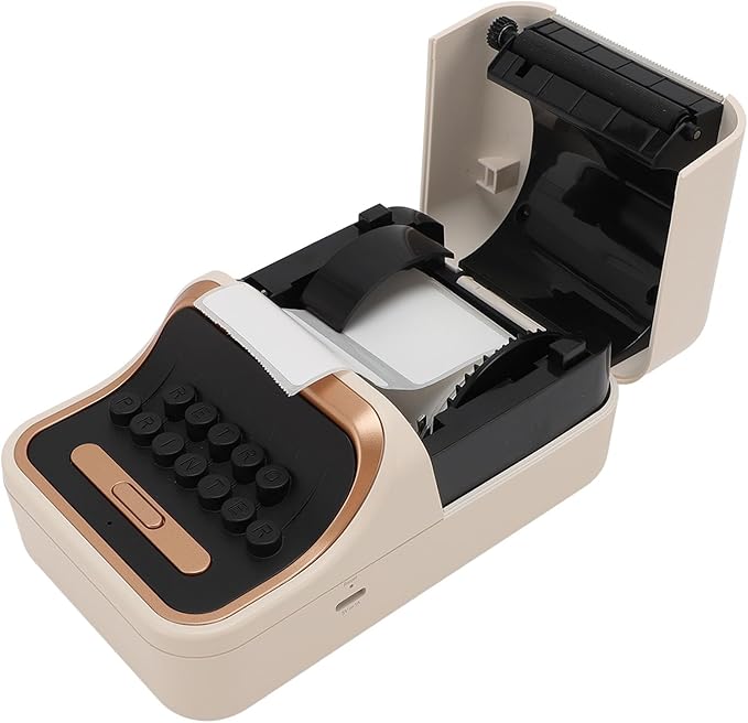 Bluetooth Label Printer Portable Vintage Style 30 to 52mm Label Portable Thermal Label Printer for Office Business Home