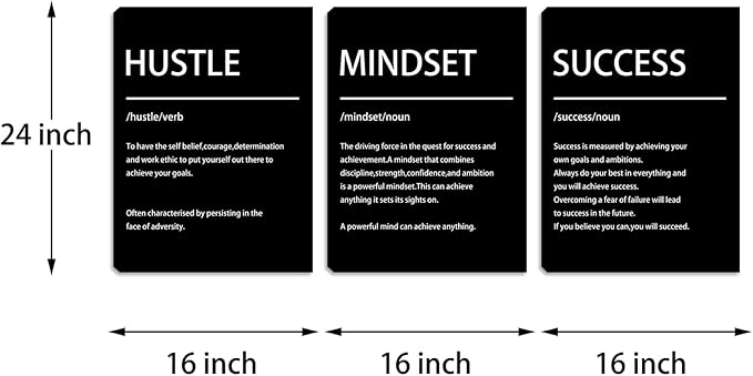 Motivational Wall Decor-3 Pieces Inspirational Canvas Wall Art, Positive Affirmation Poster Print Painting for Office Classroom Dorm Bedroom Living Room, 16x24 inch