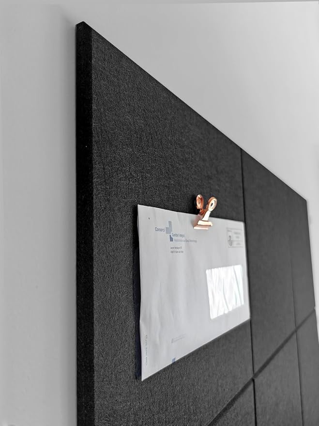 Cork Board 24 x36 Alternative - 6 Pack Felt Wall Tiles with Safe Removable Adhesive Tabs, Cork Boards for Walls Cork Board for Home Office Pin Board Tack Board - Black